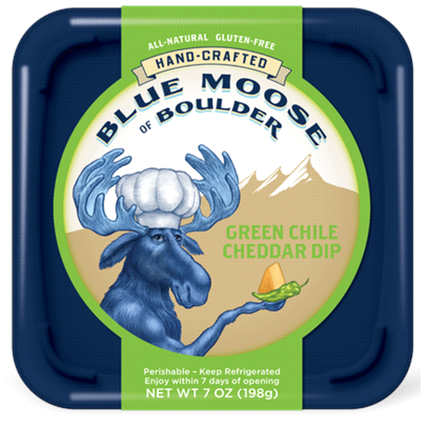 slide 1 of 1, Blue Moose of Boulder Blue Moose Dip Green Chile Cheddar, 7 oz