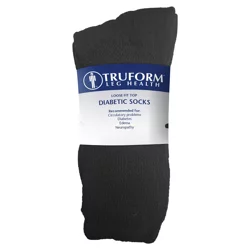 Truform Diabetic Loose Fit Crew Socks, Black, L, 1 Pair