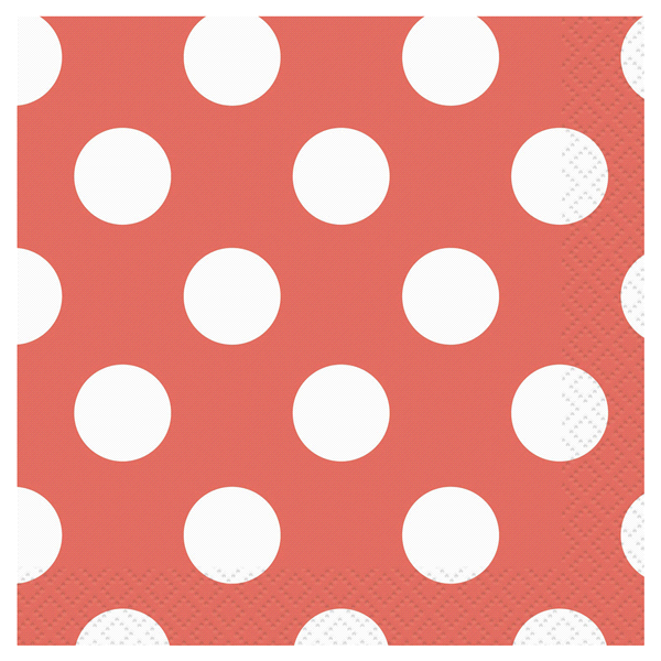 slide 1 of 1, Coral Dot Beverage Napkins, 1 ct