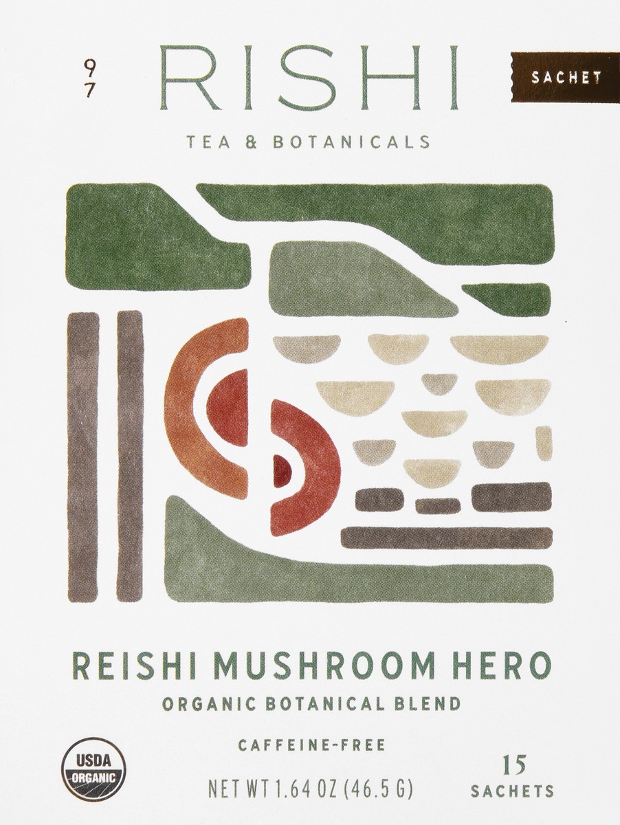 slide 1 of 12, Rishi Caffeine-Free Organic Sachets Reishi Mushroom Hero Tea - 15 ct, 15 ct