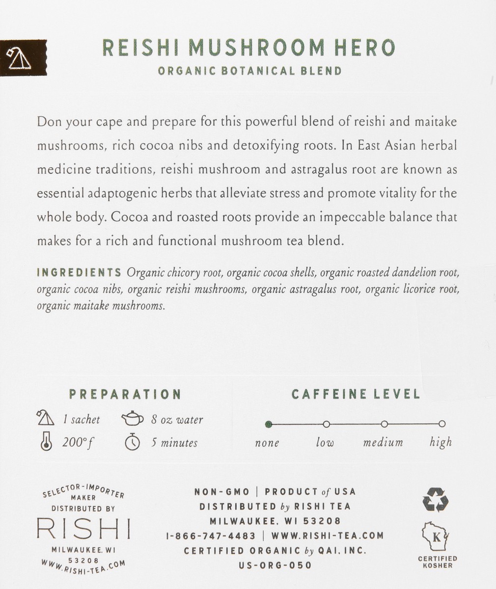 slide 6 of 12, Rishi Caffeine-Free Organic Sachets Reishi Mushroom Hero Tea - 15 ct, 15 ct