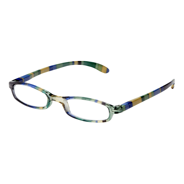 slide 1 of 4, ICU Eyewear Rectangular Striped Reading Glasses, Green, +3.00, 1 ct
