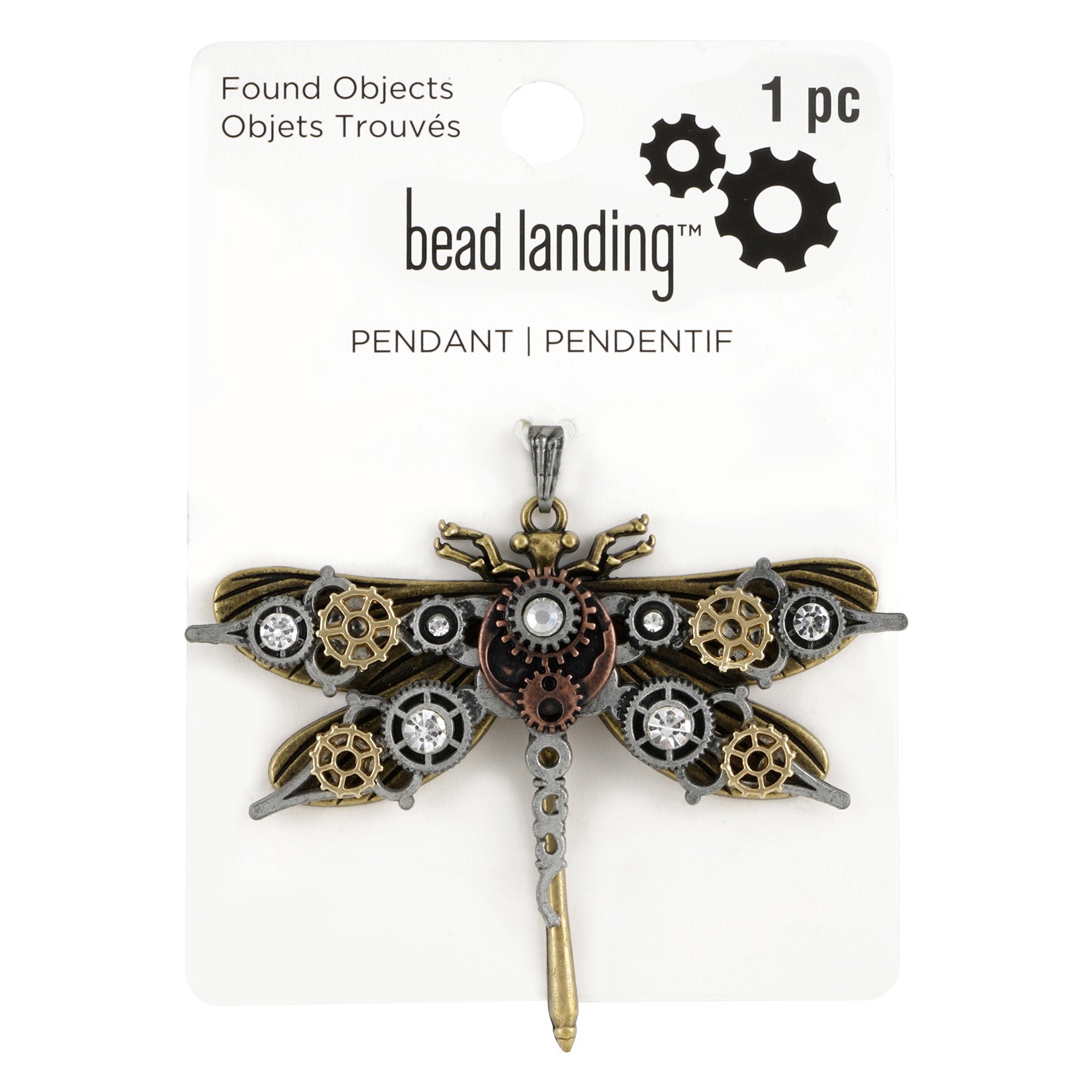 slide 3 of 3, Found Objects Dragonfly Pendant By Bead Landing, 65mm x 50mm