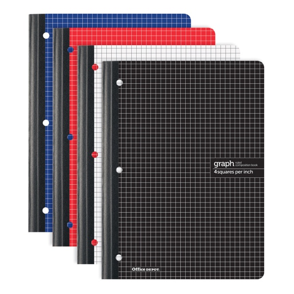 slide 1 of 5, Office Depot Brand Composition Notebook, 8 1/2'' X 11'', Quadrille Ruled, 160 Pages (80 Sheets), Assorted Colors, 80 ct