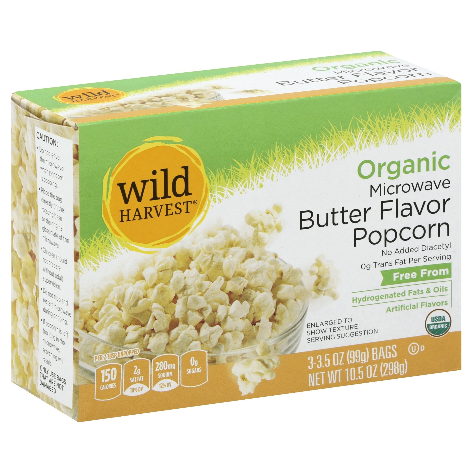 slide 1 of 1, Wild Harvest Organic Butter Microwave Popcorn, 10.5 oz