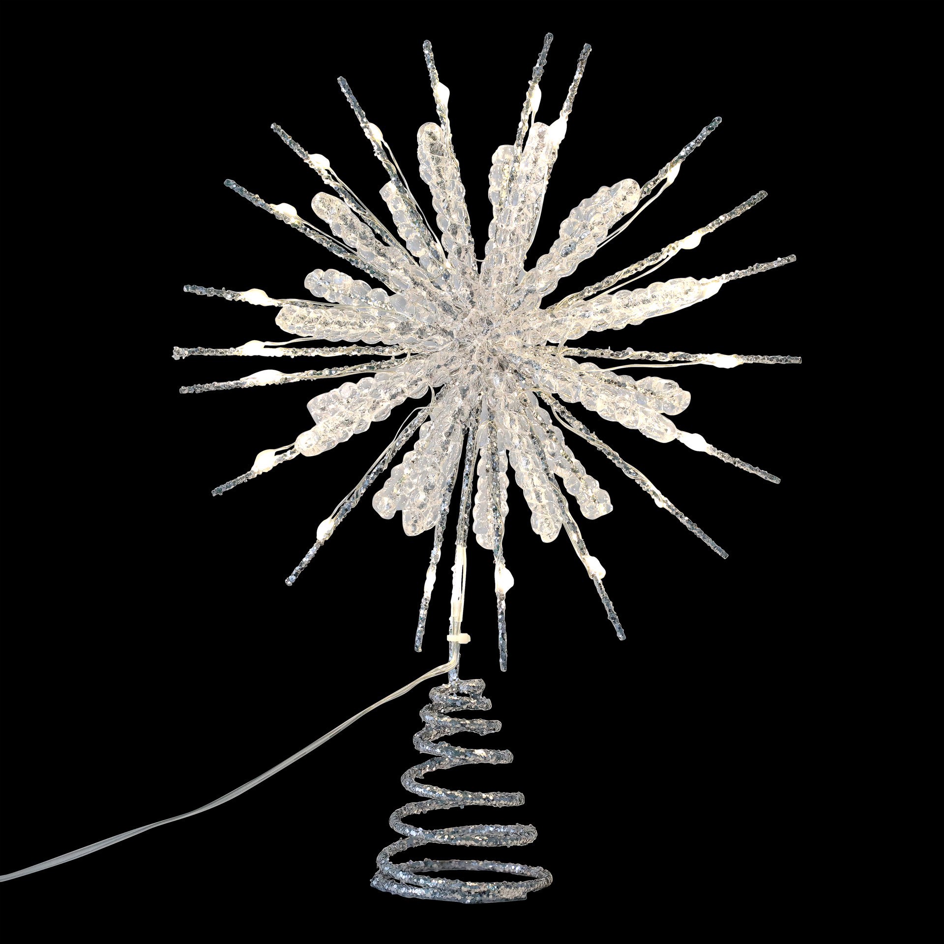 slide 2 of 3, 12" Silver Exploding Star Lighted Tree Topper By Ashland, 12.2 in