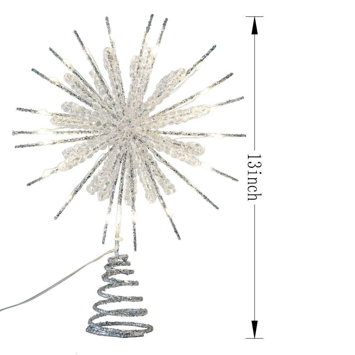 slide 3 of 3, 12" Silver Exploding Star Lighted Tree Topper By Ashland, 12.2 in