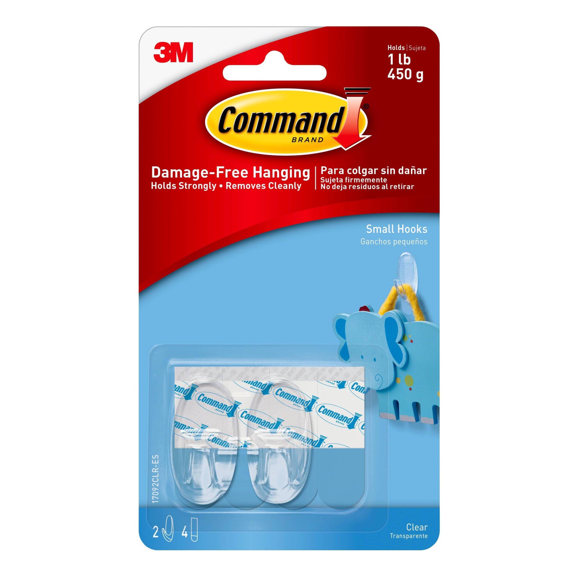 slide 1 of 4, Command Small Sized Decorative Hooks Clear, 2 ct