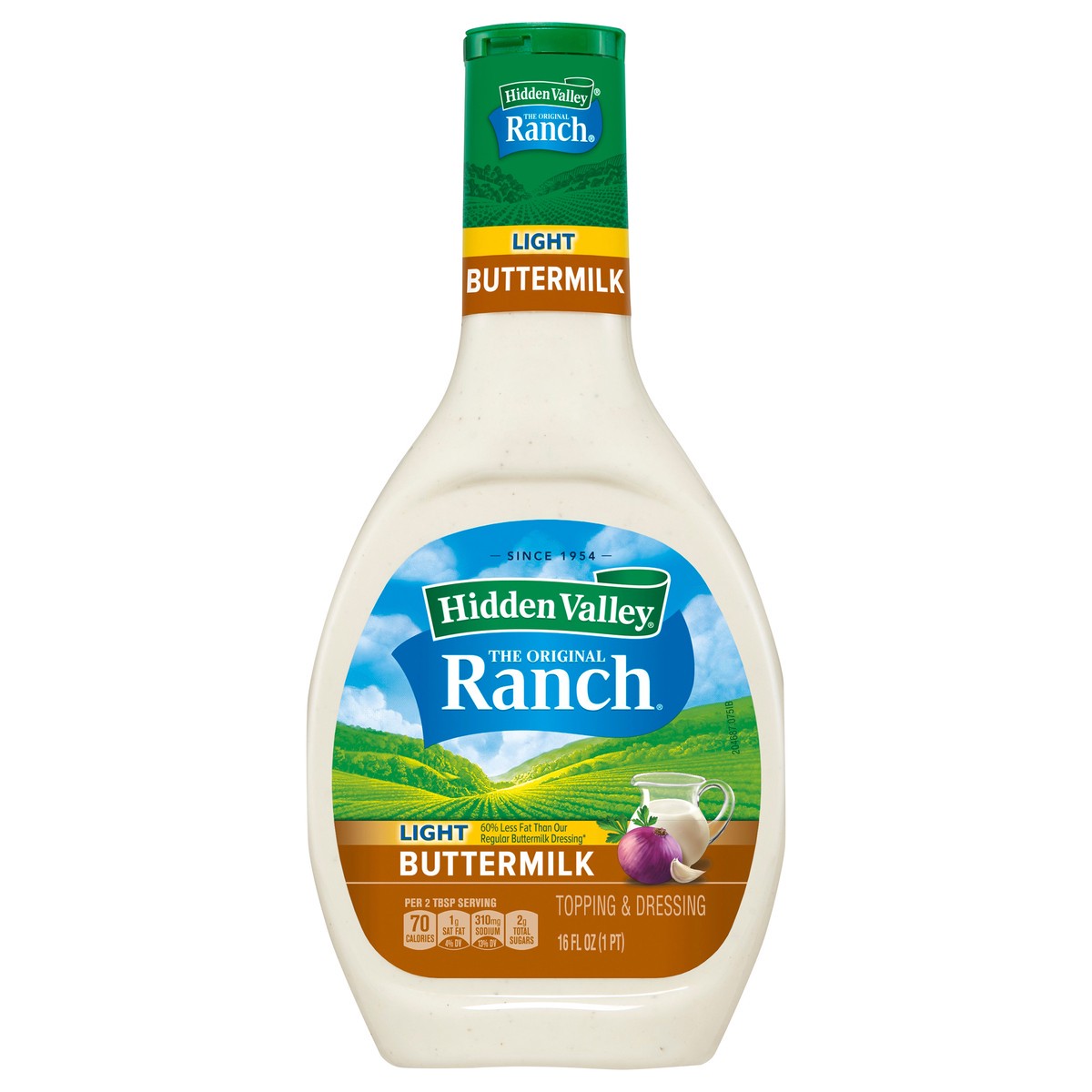 slide 7 of 7, Hidden Valley Buttermilk Ranch Light Salad Dressing & Topping, Gluten Free - 16 Ounce Bottle, 16 fl oz