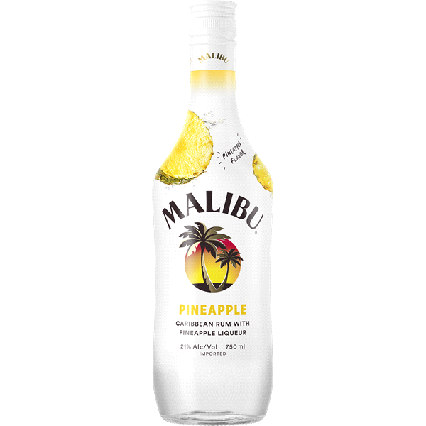 slide 1 of 1, Malibu Pineapple Flavor Caribbean Rum, 750 ml