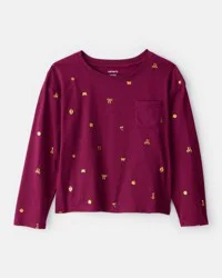 Carter's Girls Icon Print Pocket Tee - Maroon Maroon L