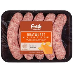 Fresh from Meijer Smoked Cheddar Bratwurst, 18 oz