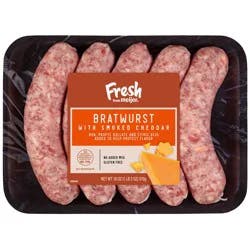 Fresh from Meijer Smoked Cheddar Bratwurst, 18 oz