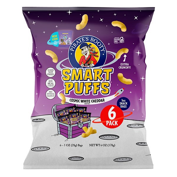 slide 1 of 1, Smart Puffs Cheese Puffs, Baked, Real Cheddar, Lunch Packs, 6 ct; 1 oz