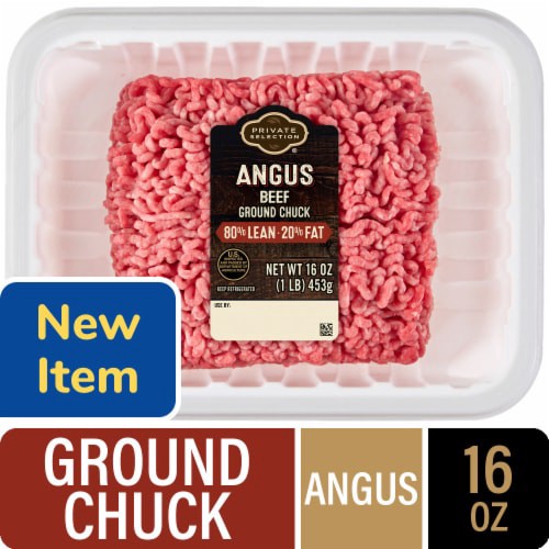 slide 1 of 1, Private Selection® 80/20 Angus Chuck Ground Beef Tray 1 LB, 1 lb