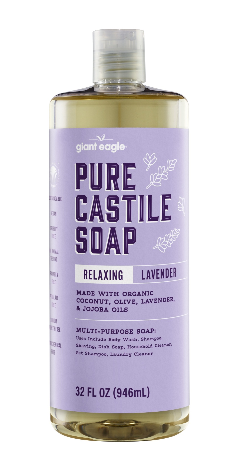 slide 1 of 1, Giant Eagle Relaxing Lavender Pure Castile Soap'', 32 oz