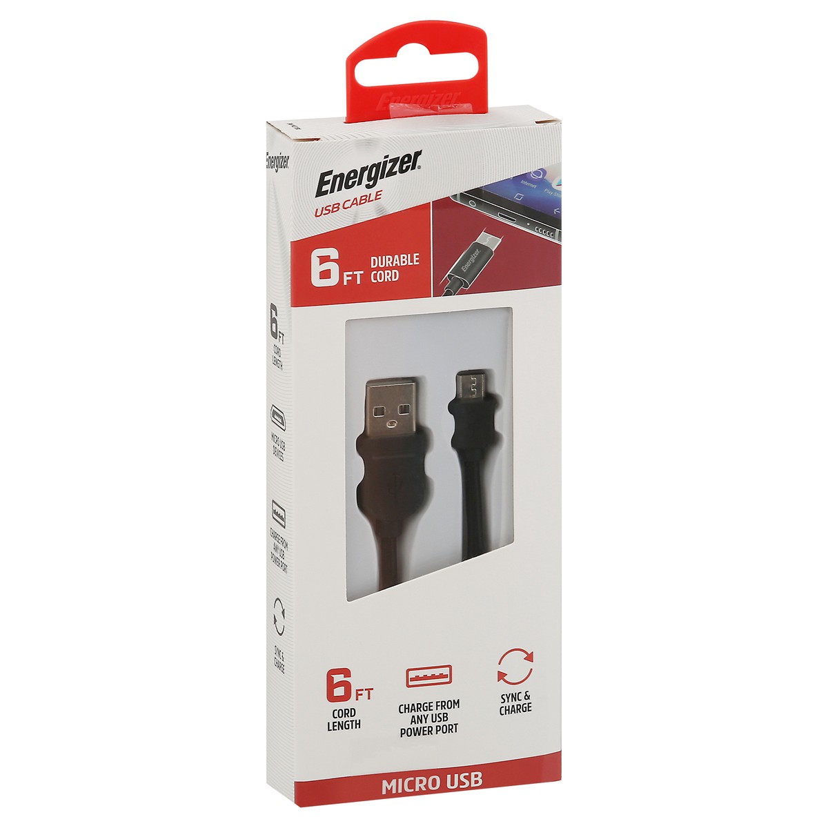 slide 8 of 9, Energizer 6 Foot Micro USB USB Cable 1 ea, 1 ct