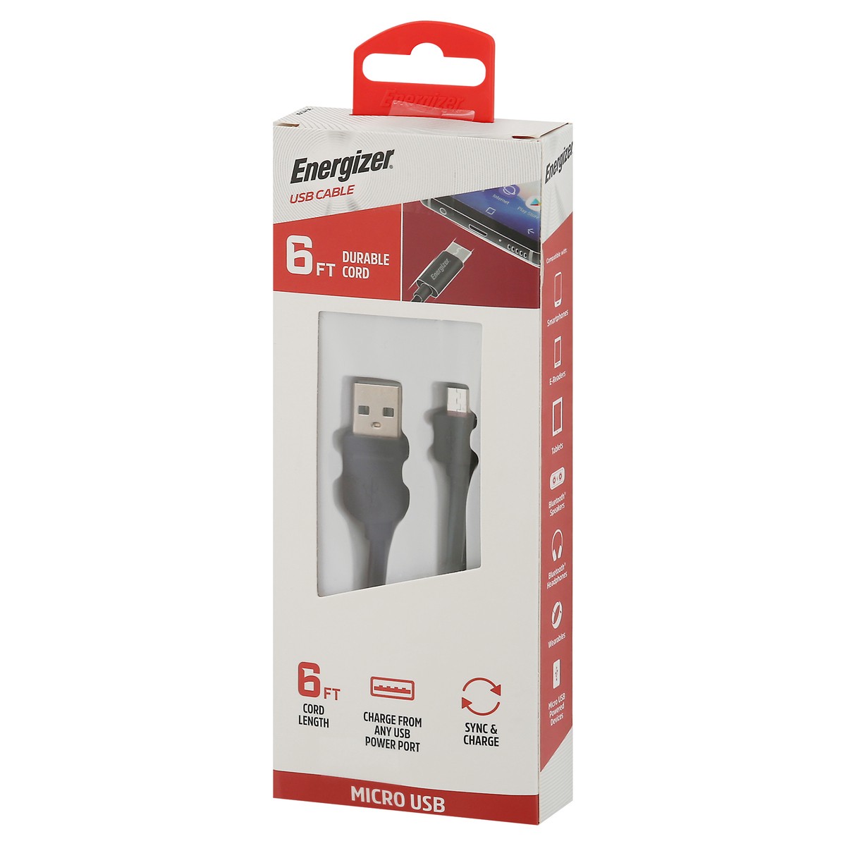 slide 2 of 9, Energizer 6 Foot Micro USB USB Cable 1 ea, 1 ct