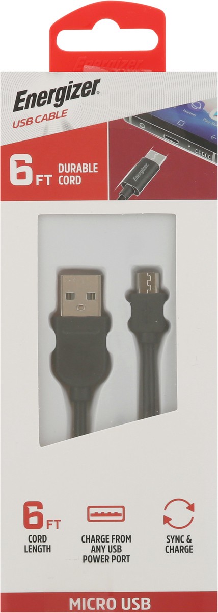 slide 7 of 9, Energizer 6 Foot Micro USB USB Cable 1 ea, 1 ct