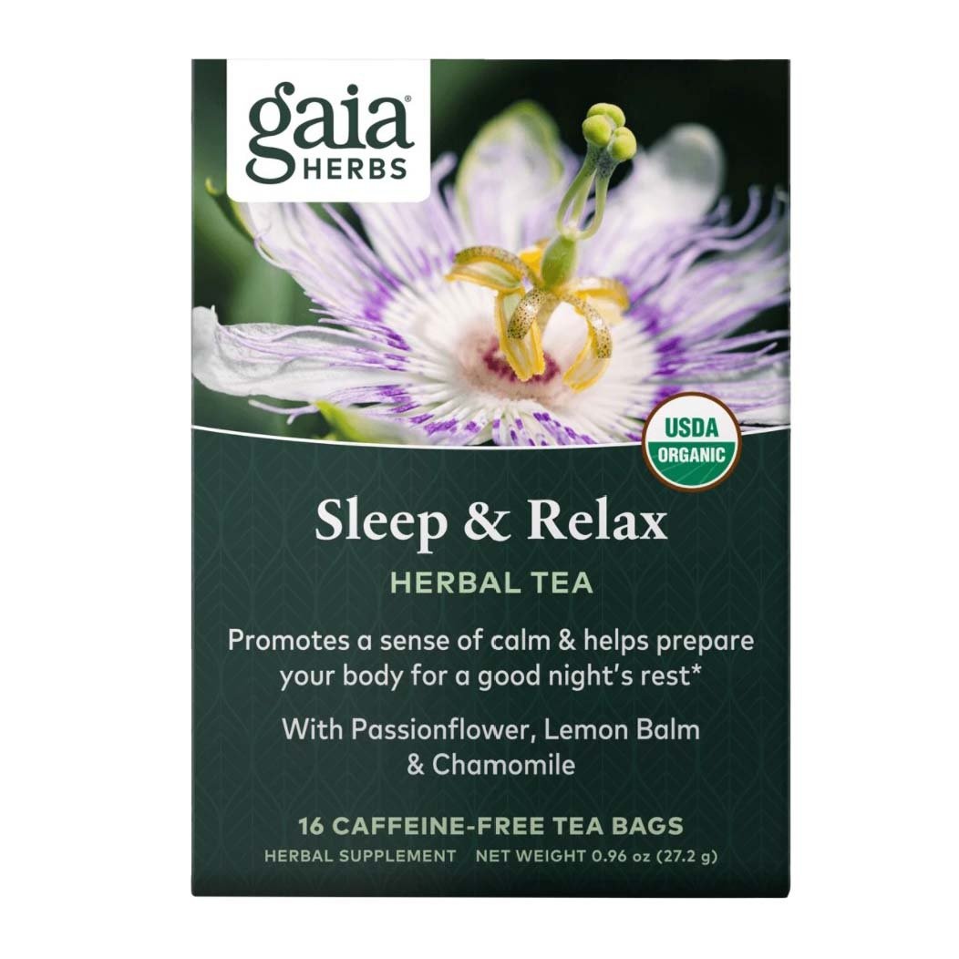 slide 1 of 1, Gaia Herbs Organic Sleep & Relax Herbal Tea Dietary Supplement, 16 ct