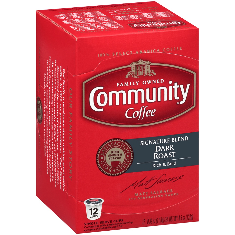 slide 2 of 7, Community Coffee Dark Roast Single-Serve Cups, 12 ct