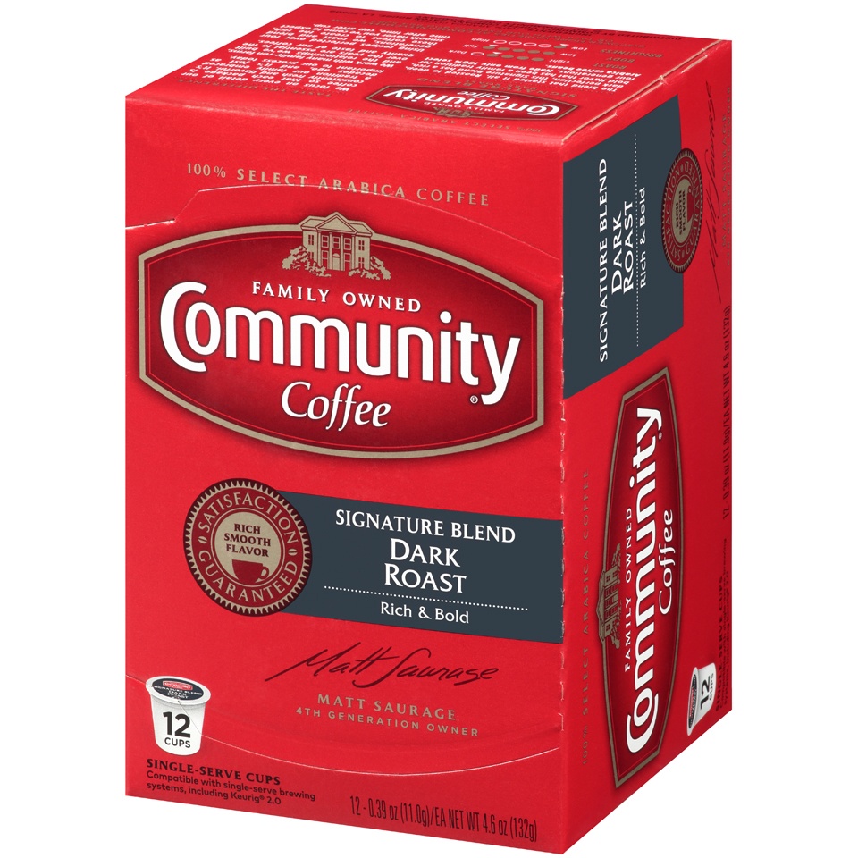 slide 3 of 7, Community Coffee Dark Roast Single-Serve Cups, 12 ct