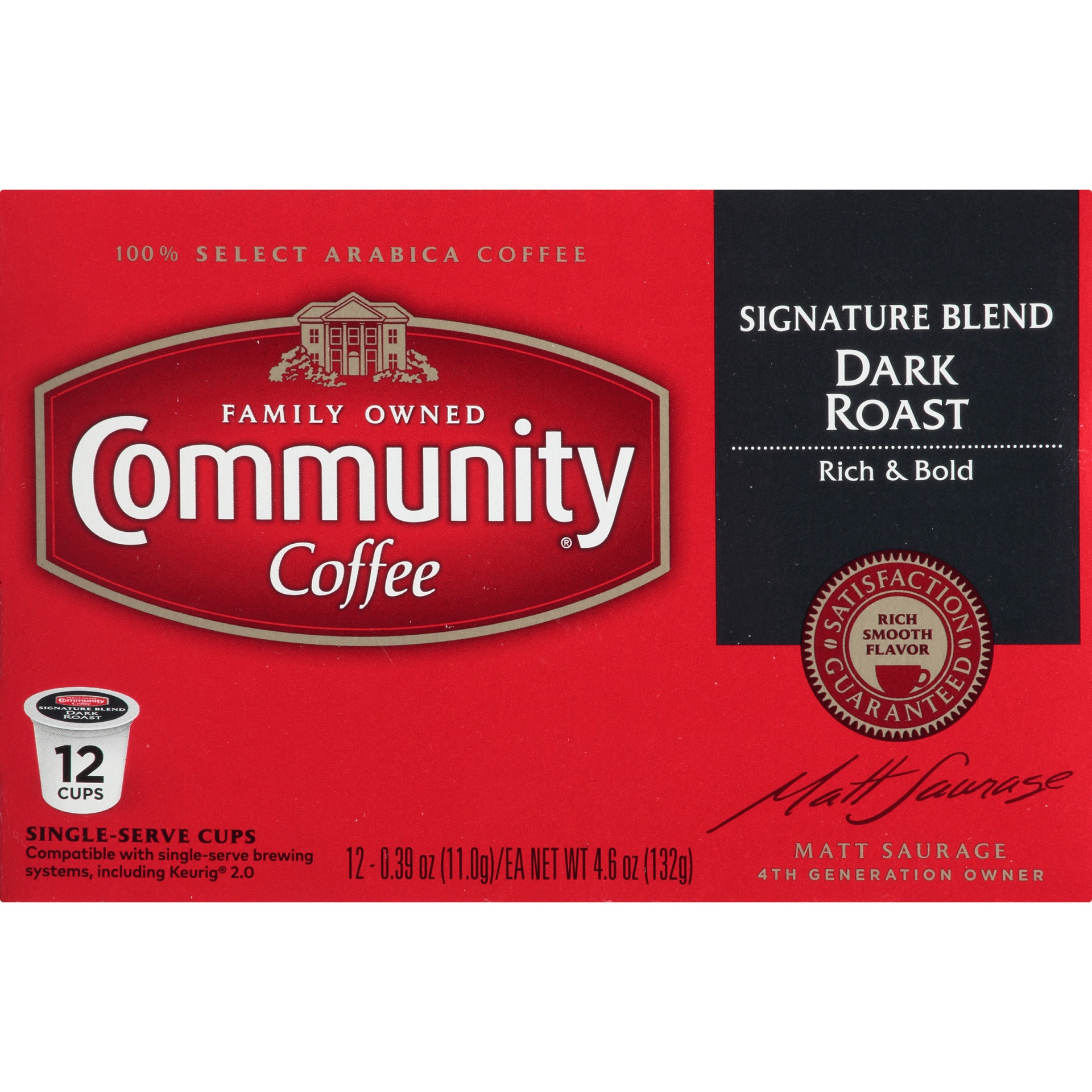 slide 5 of 7, Community Coffee Dark Roast Single-Serve Cups, 12 ct