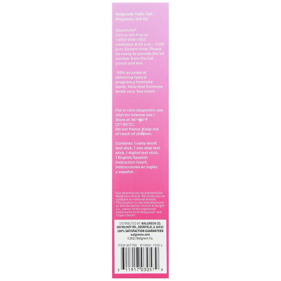 slide 2 of 5, Walgreens Pregnancy Test, 3 ct