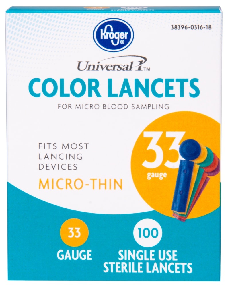 slide 1 of 1, Kroger 33 Gauge Lancets, 100 ct