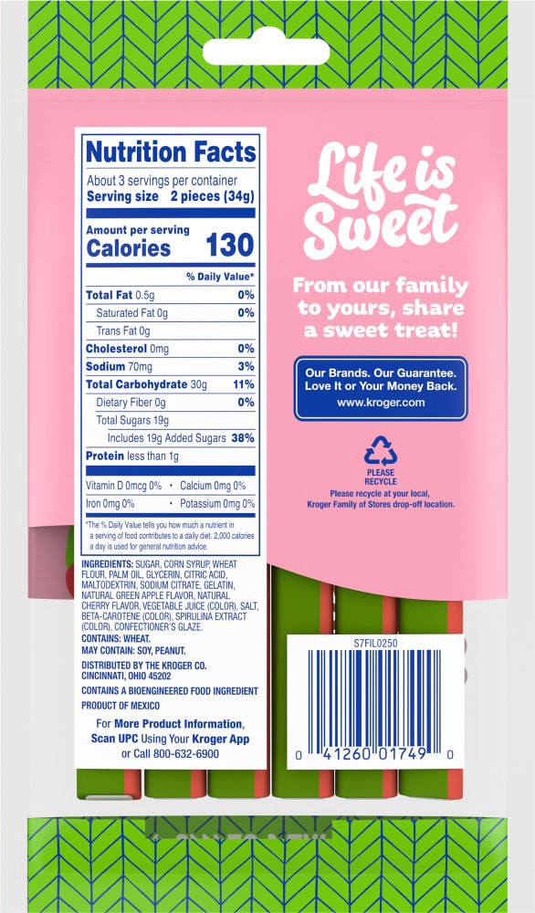 slide 3 of 3, Kroger Green Apple Cherry Candy Ropes, 4 oz
