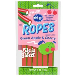 Kroger Green Apple Cherry Candy Ropes - 4 oz Bag