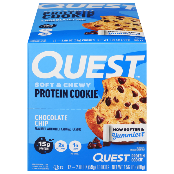 slide 1 of 1, Quest Keto Friendly Chocolate Chip 15g Protein Soft & Chewy Cookie - 12 ct, 12 ct; 24.9 oz