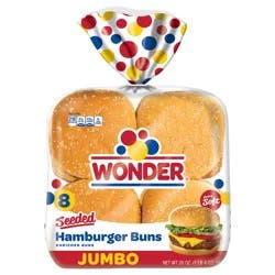 Wonder Extra Soft Seeded Hamburger Buns Jumbo 8 ea