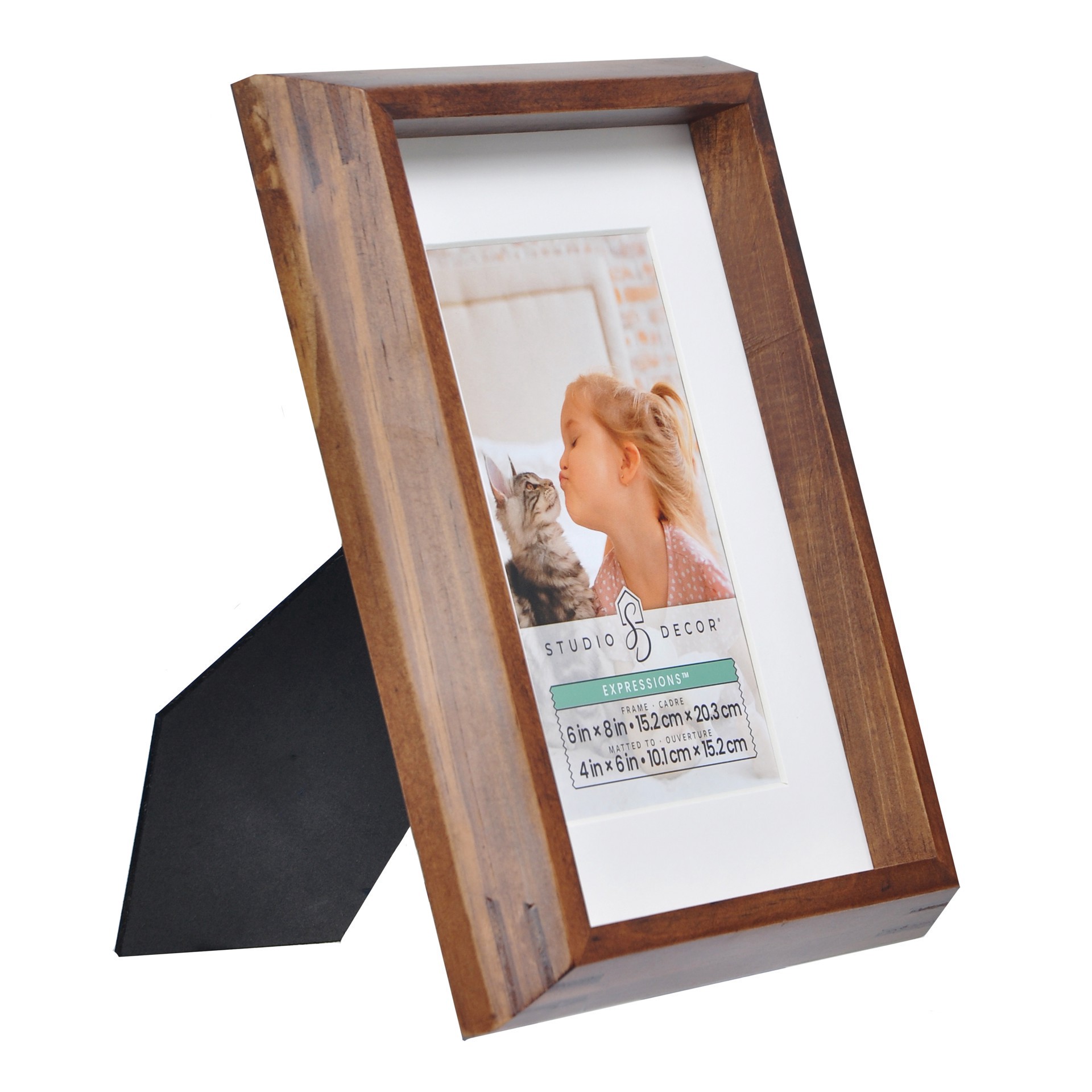 slide 6 of 6, Expressions Narrow Brown Frame With Mat By Studio Decor, 4 in x 6 in mat