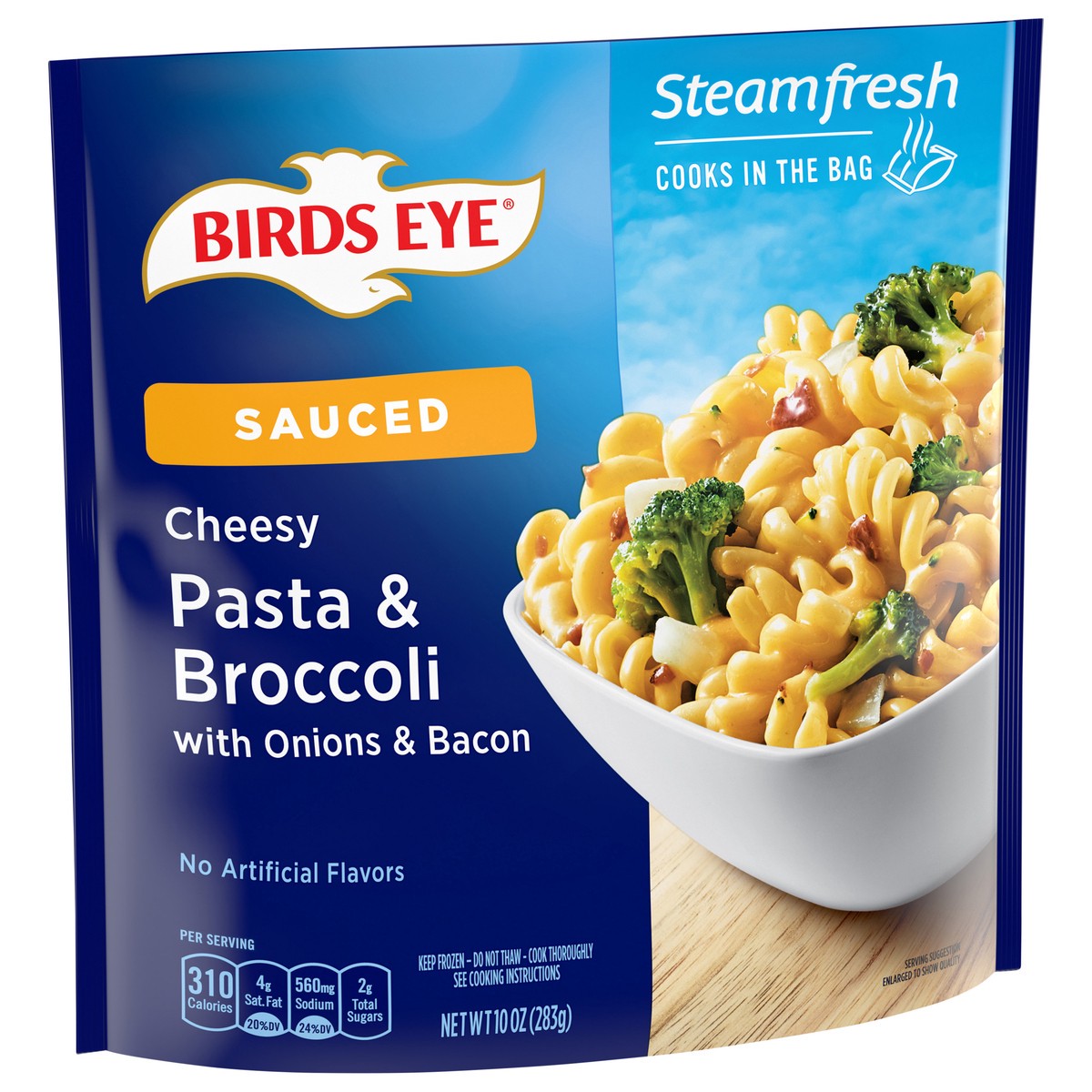 slide 2 of 9, Birds Eye Cheesy Sauced Pasta & Broccoli with Onions & Bacon 10 oz, 10 oz