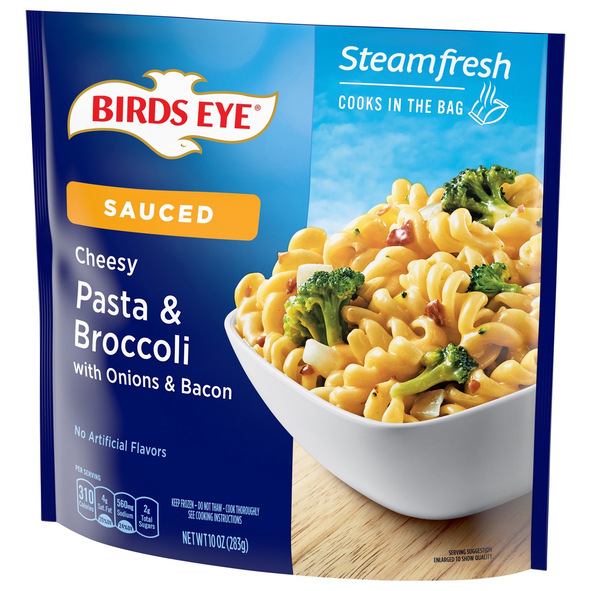 slide 3 of 9, Birds Eye Cheesy Sauced Pasta & Broccoli with Onions & Bacon 10 oz, 10 oz