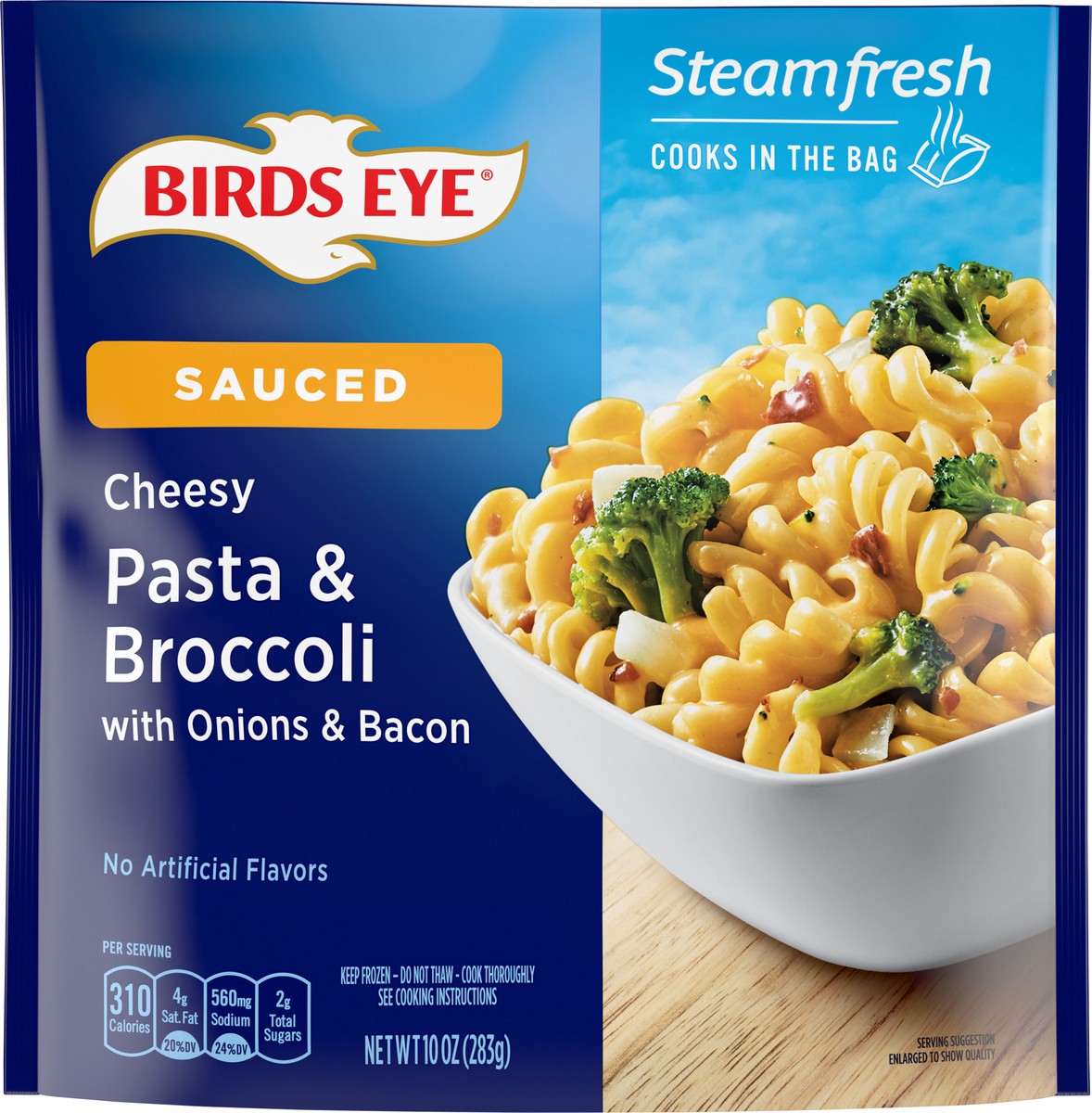 slide 7 of 9, Birds Eye Cheesy Sauced Pasta & Broccoli with Onions & Bacon 10 oz, 10 oz