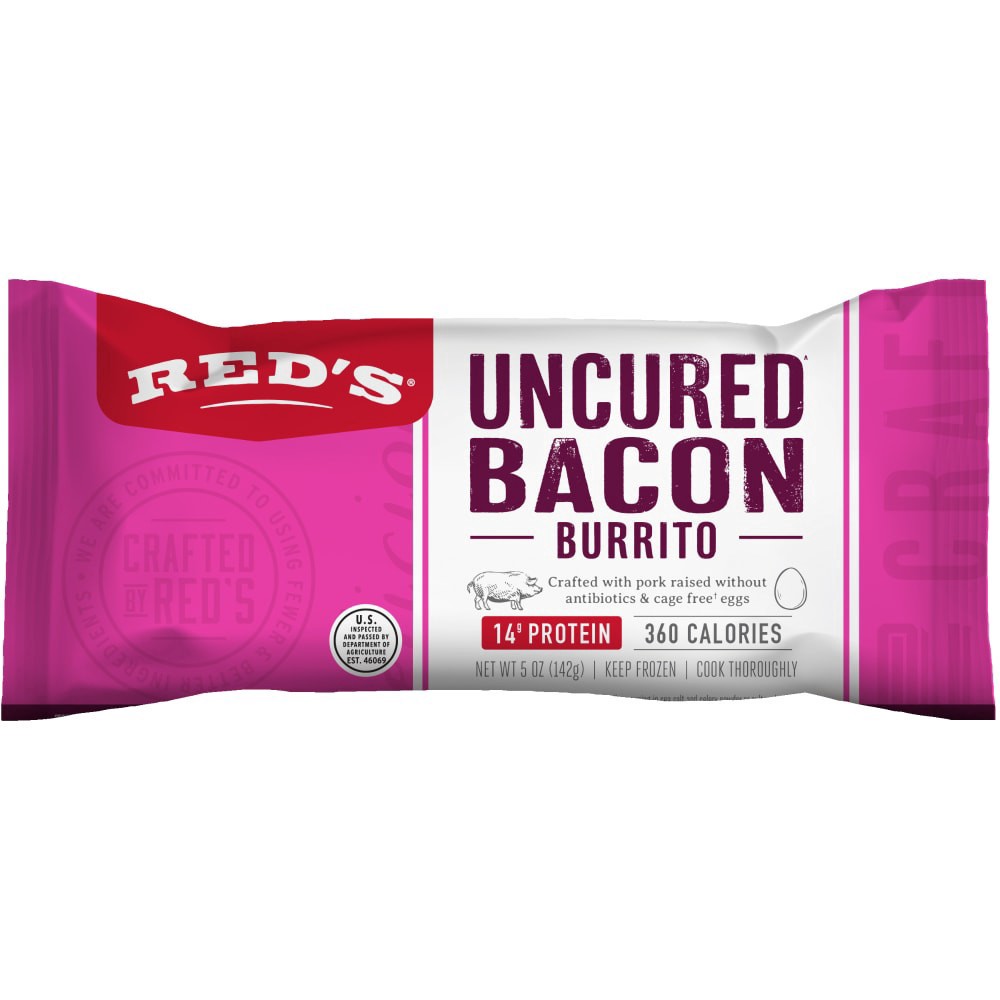 slide 1 of 2, Red's Uncured Bacon Breakfast Burrito, 5 oz
