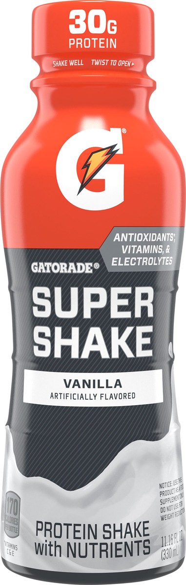 slide 3 of 3, Gatorade Super Shake Protein Shake With Nutrients Vanilla Artificially Flavored, 11.16 fl oz