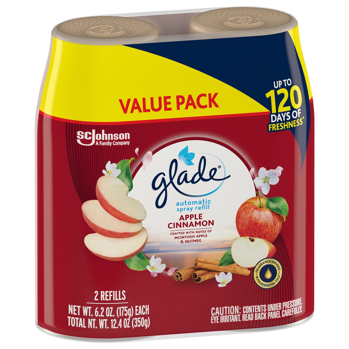 slide 3 of 5, Glade Automatic Spray Refill, Air Freshener, Apple Cinnamon, 2 Refills, 2 x 6.2 oz, 12.4 oz