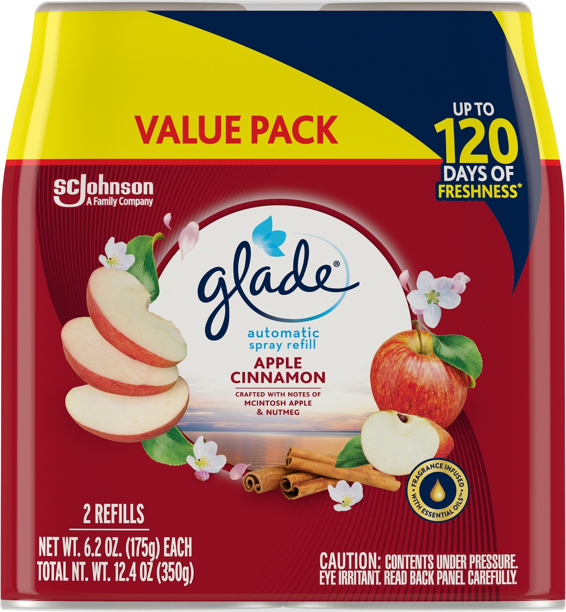 slide 2 of 5, Glade Automatic Spray Refill, Air Freshener, Apple Cinnamon, 2 Refills, 2 x 6.2 oz, 12.4 oz