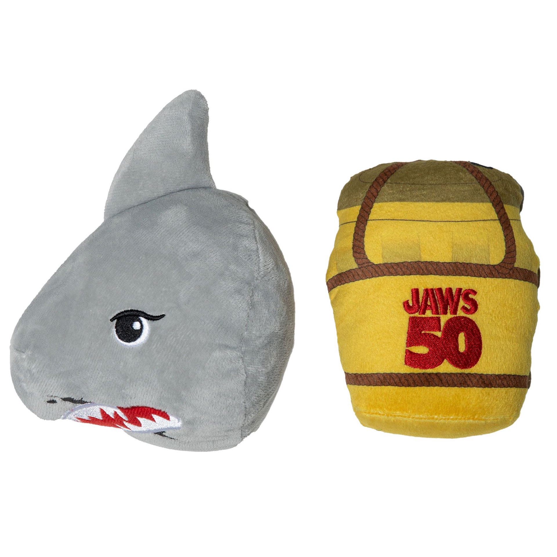 slide 1 of 1, Gmason Jaws Shark Bucket Plush Dog Toy 2-Pack, MED