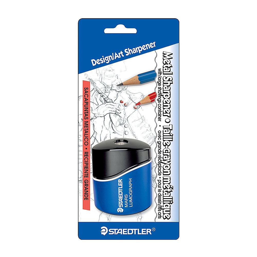 slide 1 of 3, STAEDTLER Mars Lumograph Pencil Sharpener, Black/Blue, 1 ct