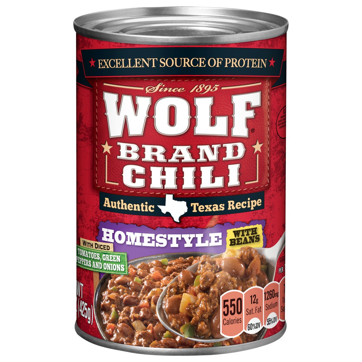 slide 1 of 1, Wolf Brand Homestyle Chili with Beans 15 oz, 