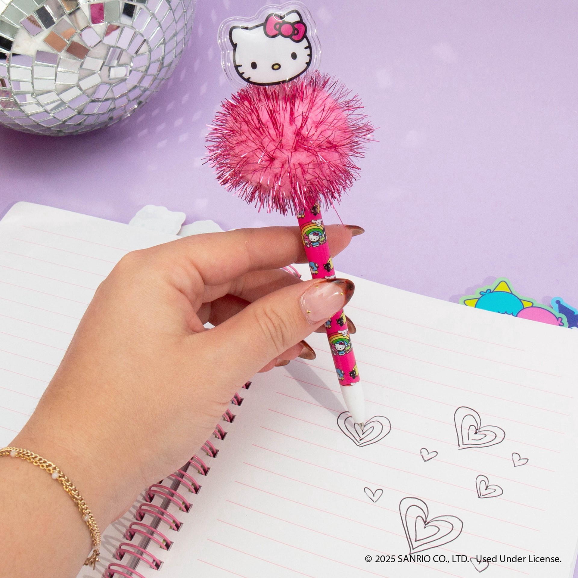 slide 3 of 5, Hello Kitty & Friends Novelty Pom Pen, 7 in