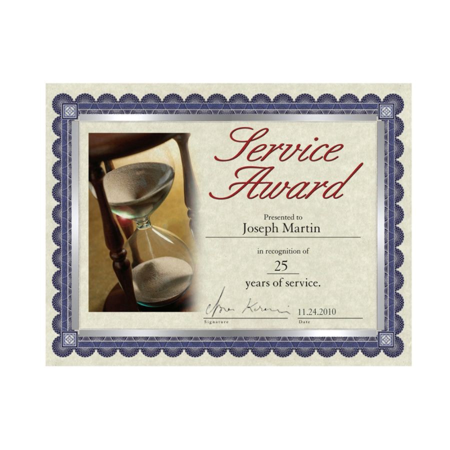 slide 3 of 9, Southworth Foil Enhanced Preprinted Certificate Refills, Ivory/Silver/Blue, 15 ct