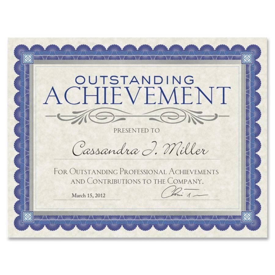slide 9 of 9, Southworth Foil Enhanced Preprinted Certificate Refills, Ivory/Silver/Blue, 15 ct