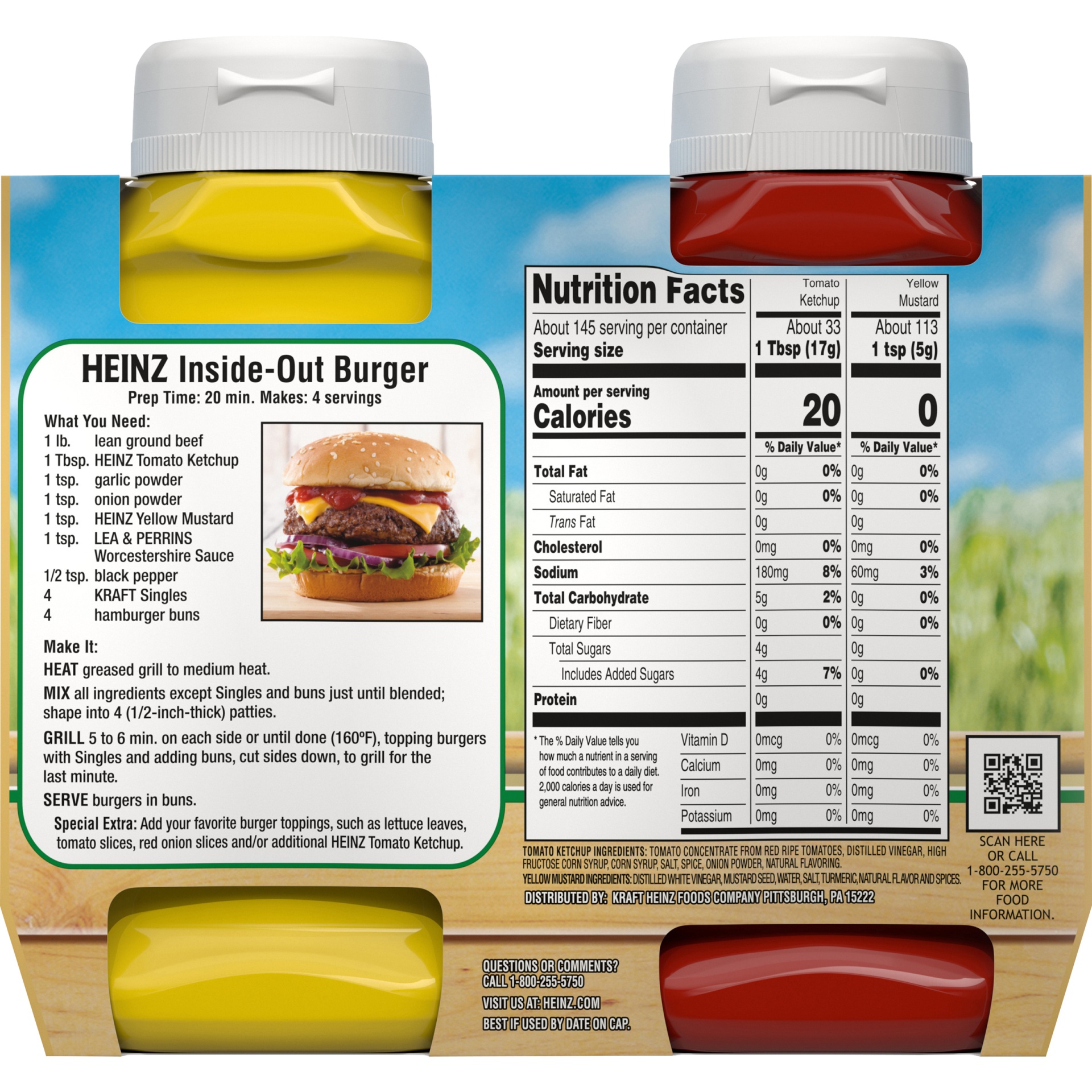 slide 6 of 6, Heinz Tomato Ketchup & 100% Natural Yellow Mustard Value Pack Pack Bottles, 40 oz