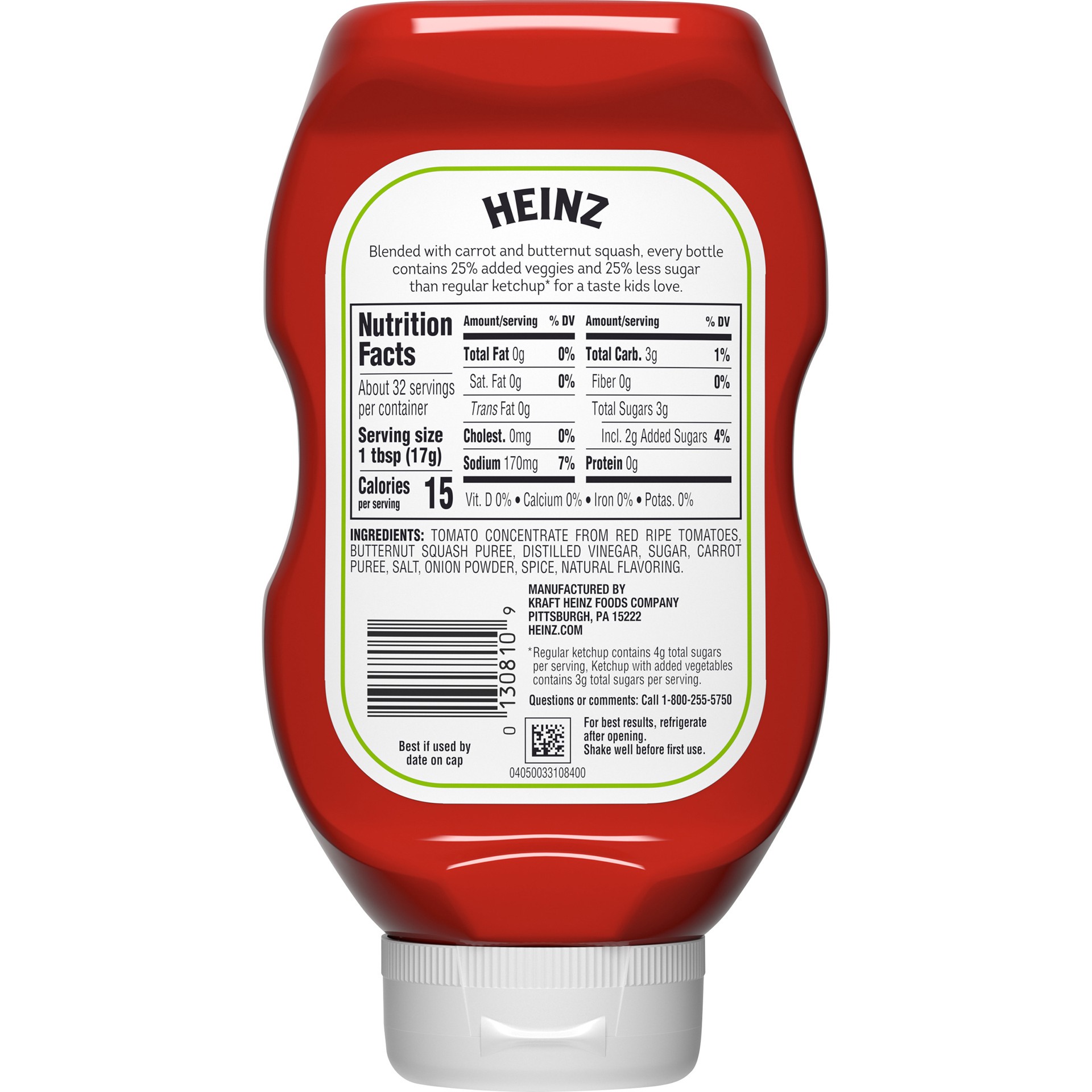 slide 7 of 9, Heinz Tomato Ketchup with a Blend of Veggies Bottle, 19.5 oz