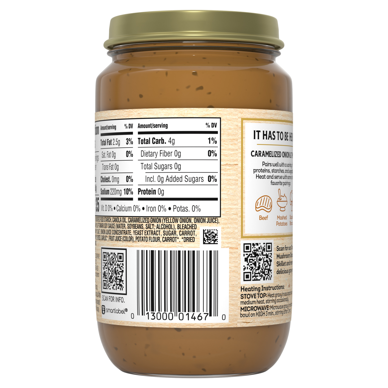 slide 2 of 4, Heinz HomeStyle Caramelized Onion and Thyme Gravy, 12 oz Jar, 12 oz